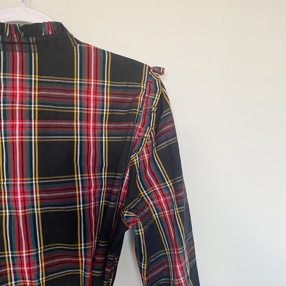 J. Crew Factory Ruffle Neck Shirt Dress Stewart Plaid Size 14 Holiday Christmas - Picture 11 of 13